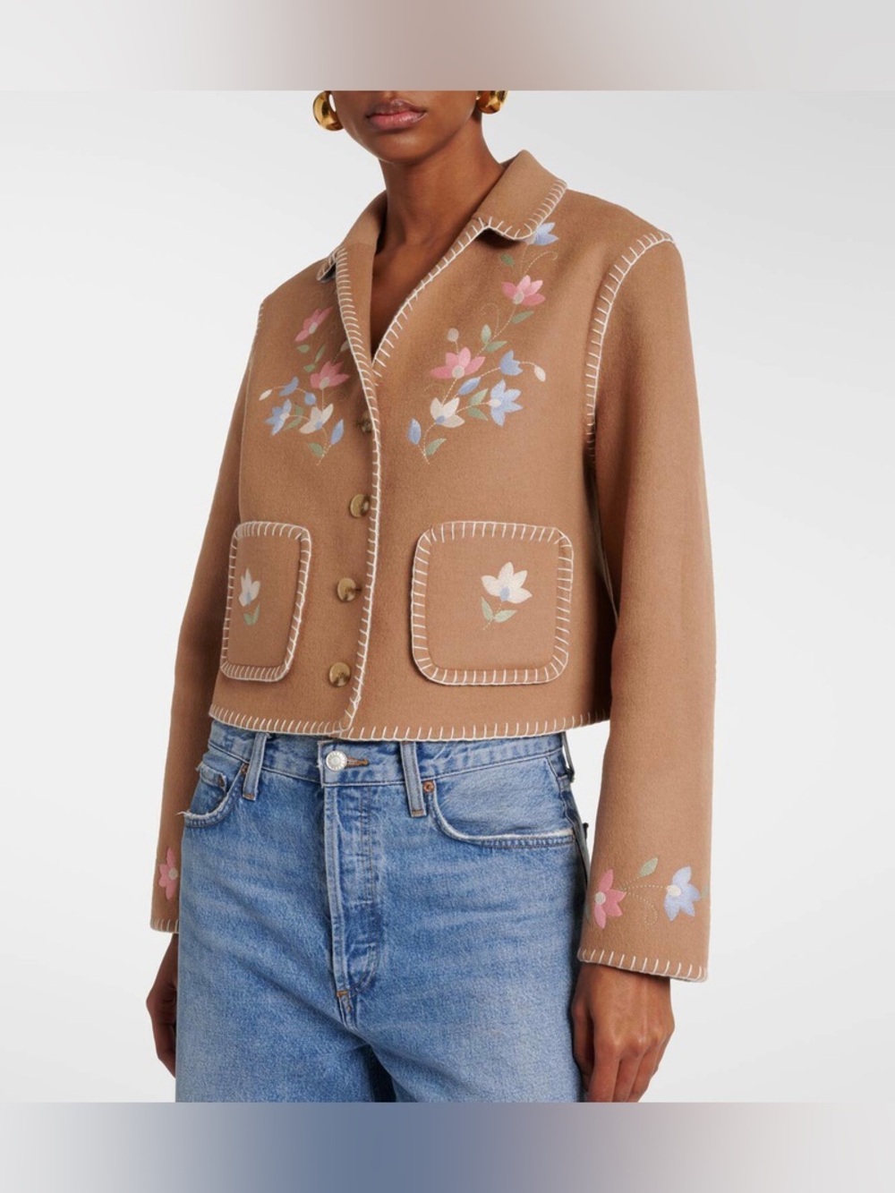 Rixo Embroidered Wool Blend Sunday Jacket - Picture 4 of 11